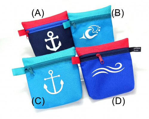 Preview: Täschchen Outdoorstoff wasserfest, MARITIM Anker Welle, Kabeltäschchen Kopfhörer Kosmetik, leicht Reisegepäck, by BuntMixxDESIGN